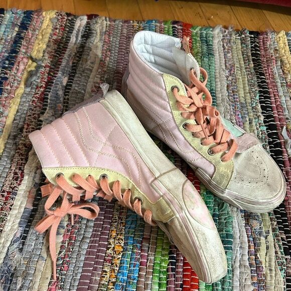 Vans Pastel High Tops Mint Green and Pink High-Top Sneakers Womens 8.5 - Picture 13 of 14